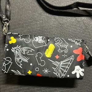 Black Crossbody Bag with Colorful Disney Print